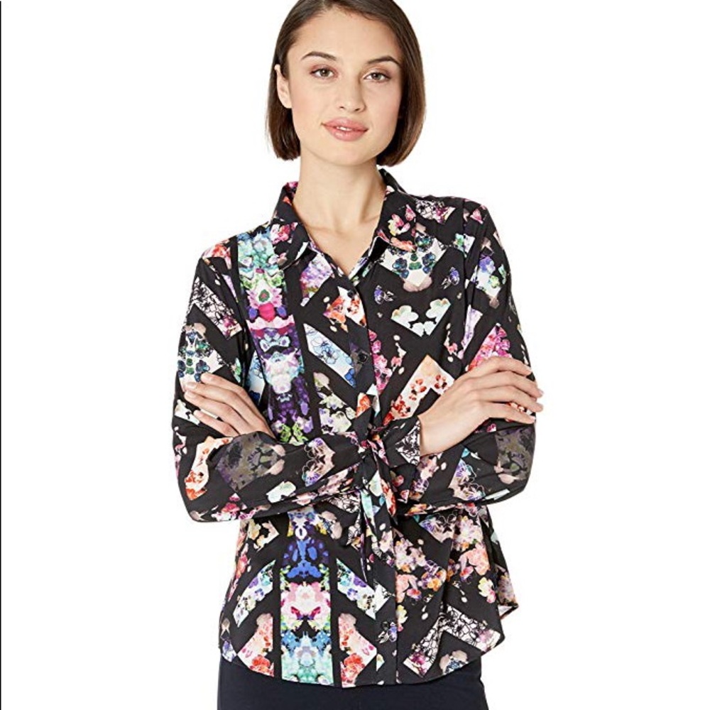Nicole Miller long-sleeve buttoned down blouse - Picture 1 of 6